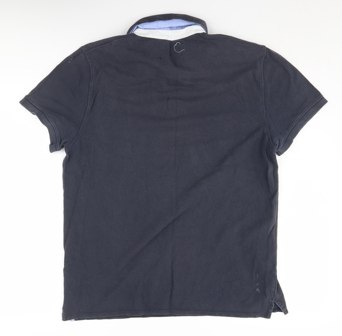 Linea Men's Blue Polo Shirt Medium Solid Cotton