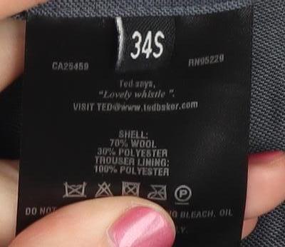 Ted Baker Men's Grey Dress Pants, Size 34S, Slim Fit