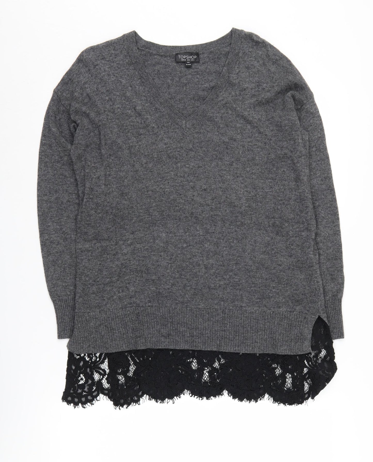 Womens UK Size 8 Topshop Grey Pullover Jumper