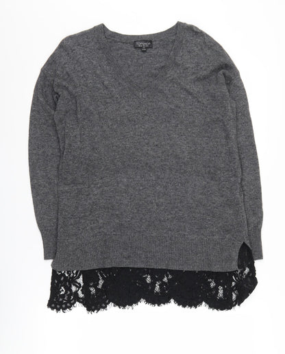 Womens UK Size 8 Topshop Grey Pullover Jumper