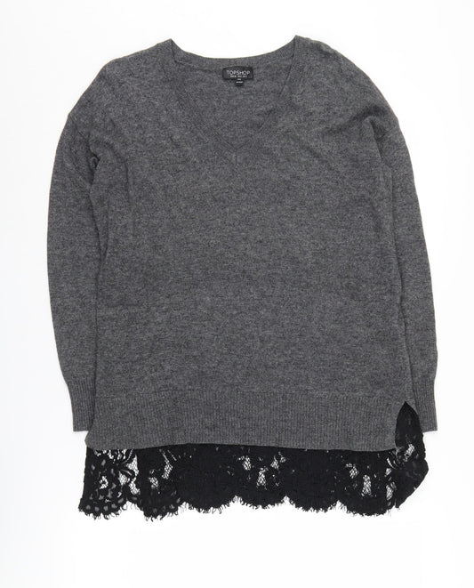 Womens UK Size 8 Topshop Grey Pullover Jumper