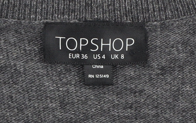 Womens UK Size 8 Topshop Grey Pullover Jumper