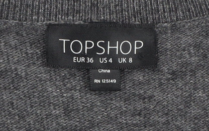 Womens UK Size 8 Topshop Grey Pullover Jumper