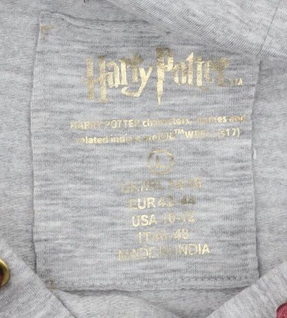 Womens UK Size L Harry Potter Grey Pullover Hoodie