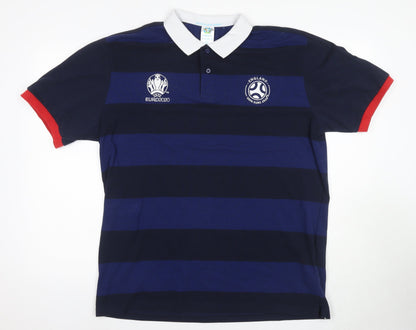 UEFA Euro 2020 Men's Blue Striped Polo Shirt 2XL