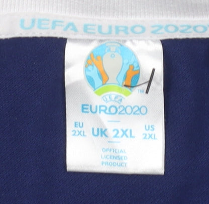 UEFA Euro 2020 Men's Blue Striped Polo Shirt 2XL