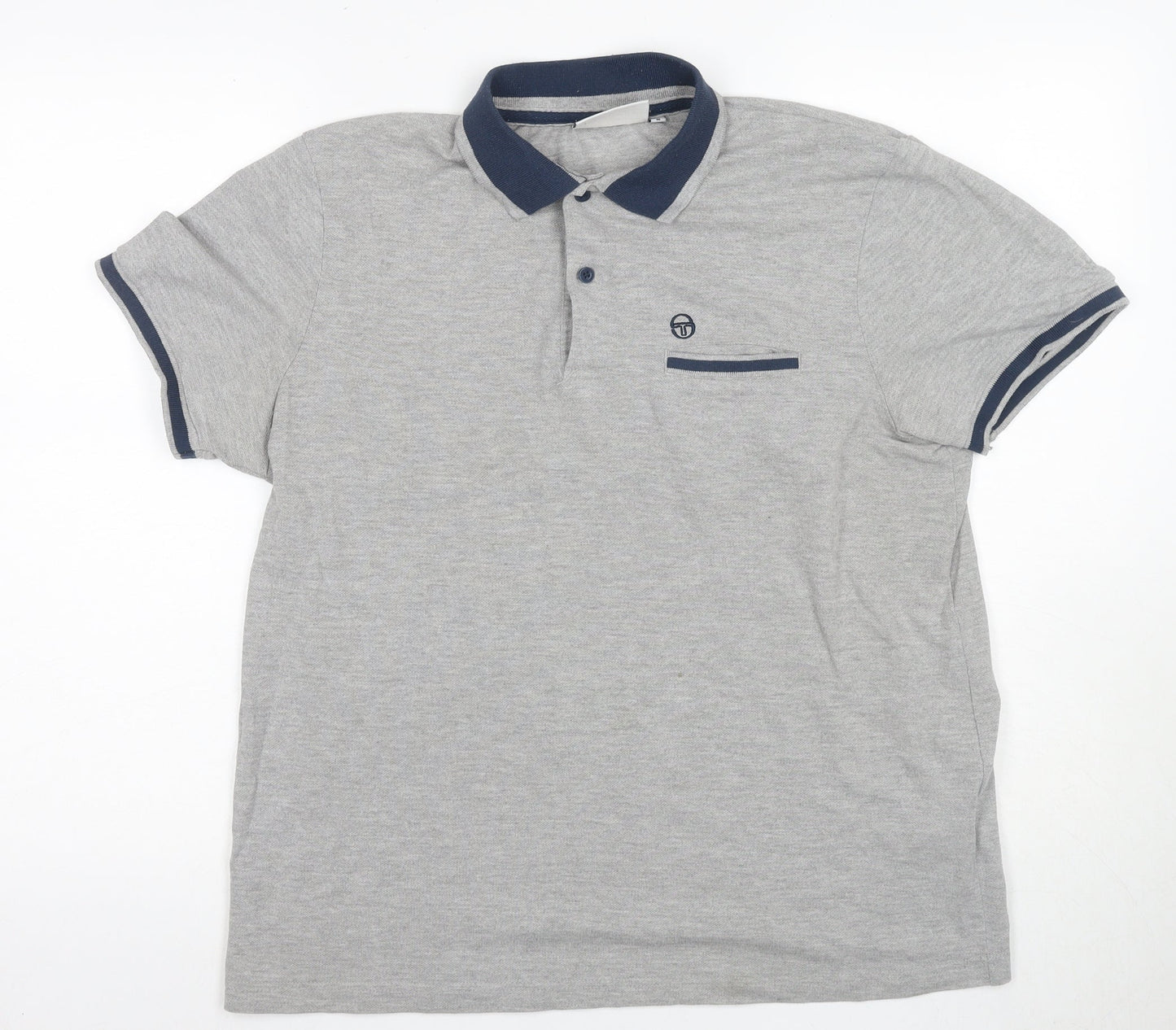 Sergio Tacchini Men's Grey Polo Shirt, M, Short Sleeve