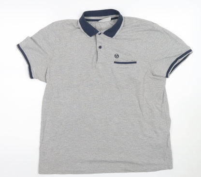 Sergio Tacchini Men's Grey Polo Shirt, M, Short Sleeve