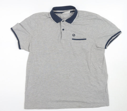 Sergio Tacchini Men's Grey Polo Shirt, M, Short Sleeve