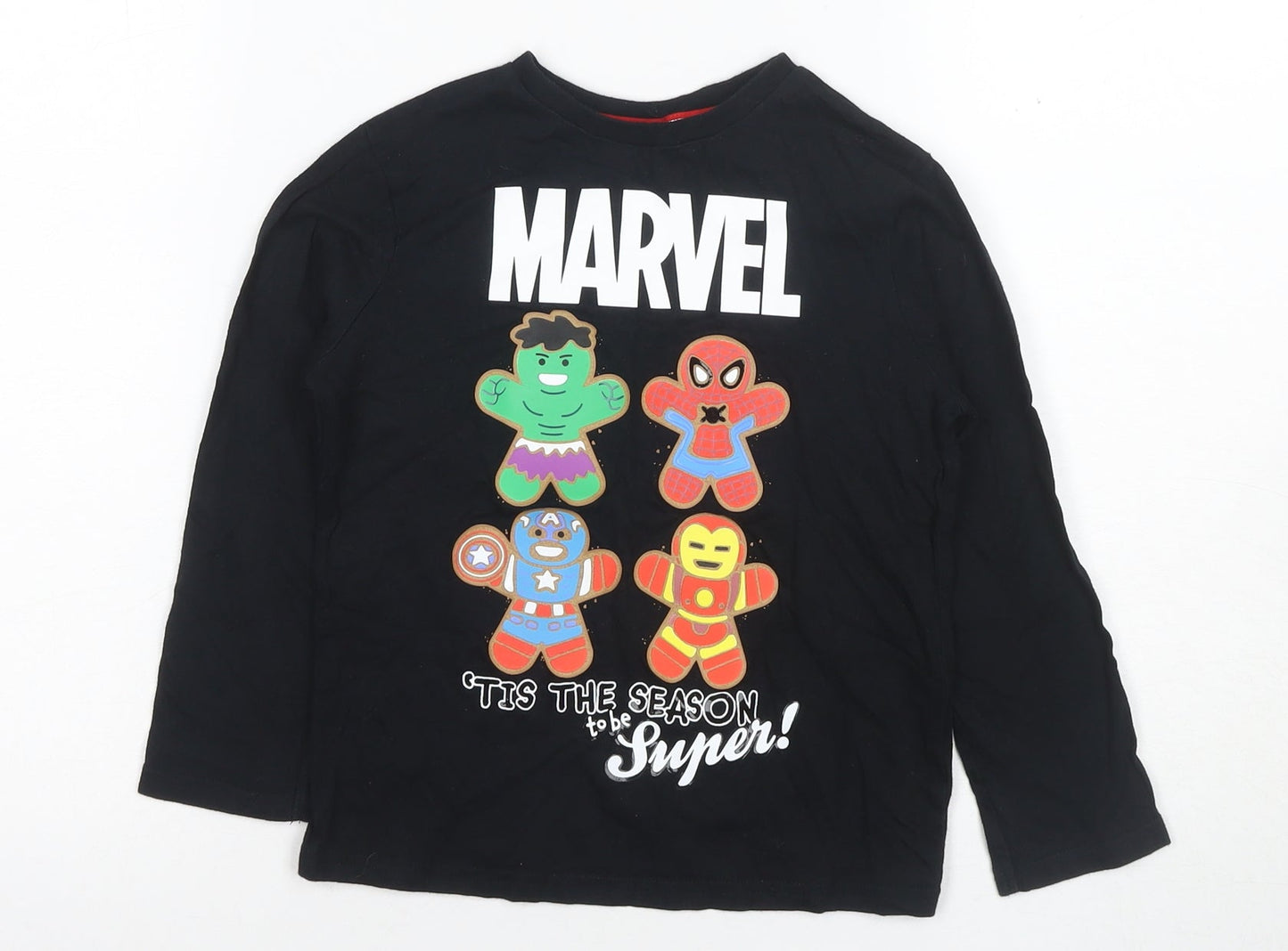 George Boys Black Marvel Long Sleeve T-Shirt, Size 5-6 Years
