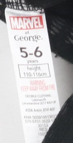 George Boys Black Marvel Long Sleeve T-Shirt, Size 5-6 Years
