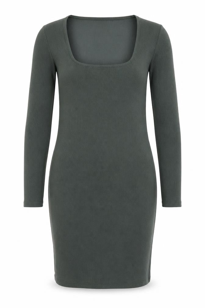 Zara Women's Green Bodycon Dress - Size L