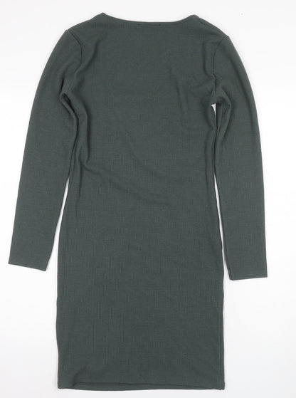 Zara Women's Green Bodycon Dress - Size L