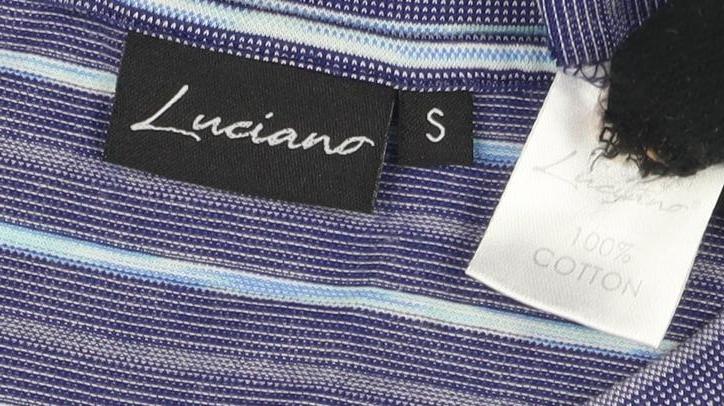 Luciano Women's Blue Striped T-Shirt Size S