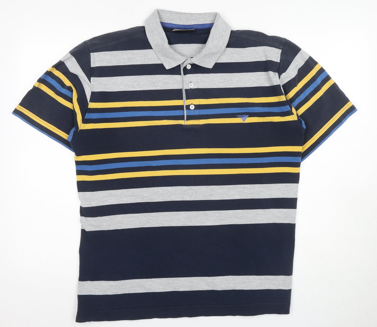 Dors Men's Blue Striped Polo Shirt - Size S, Casual Wear