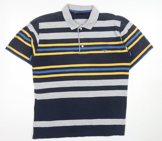 Dors Men's Blue Striped Polo Shirt - Size S, Casual Wear