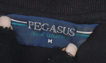 Pegasus Men's Black Polo Shirt M Solid Casual