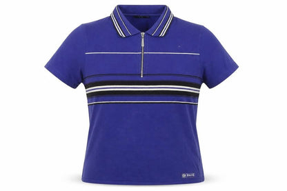 Athletic Essentials Women's Blue Striped Polo, Size 12