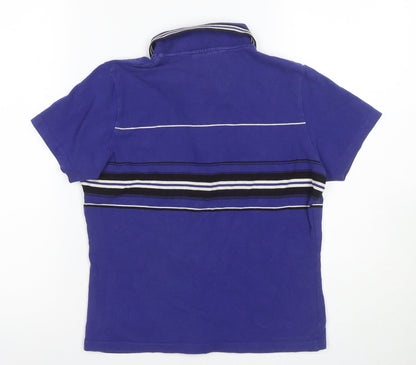 Athletic Essentials Women's Blue Striped Polo, Size 12