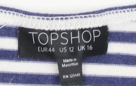 Womens UK Size 16 Topshop Multicoloured Cropped T-Shirt