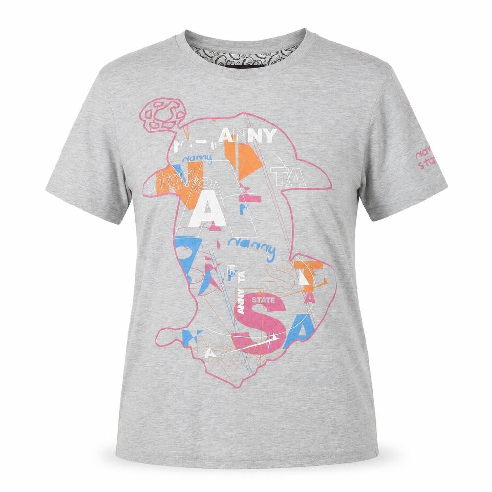Front view of Nanny State Grey Graphic T-Shirt Medium unisex casual