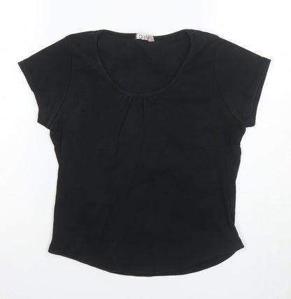 Ditto Women's Black Cotton Scoop Neck T-Shirt UK 12