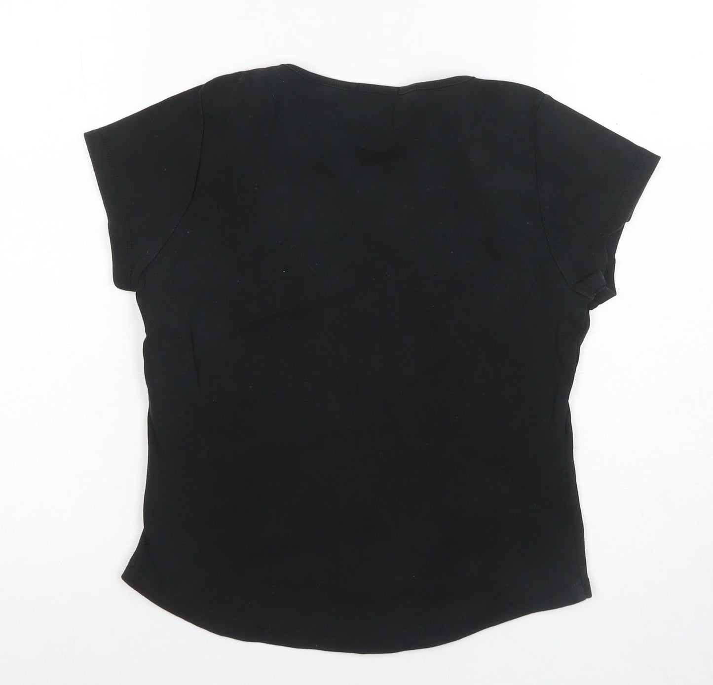 Ditto Women's Black Cotton Scoop Neck T-Shirt UK 12