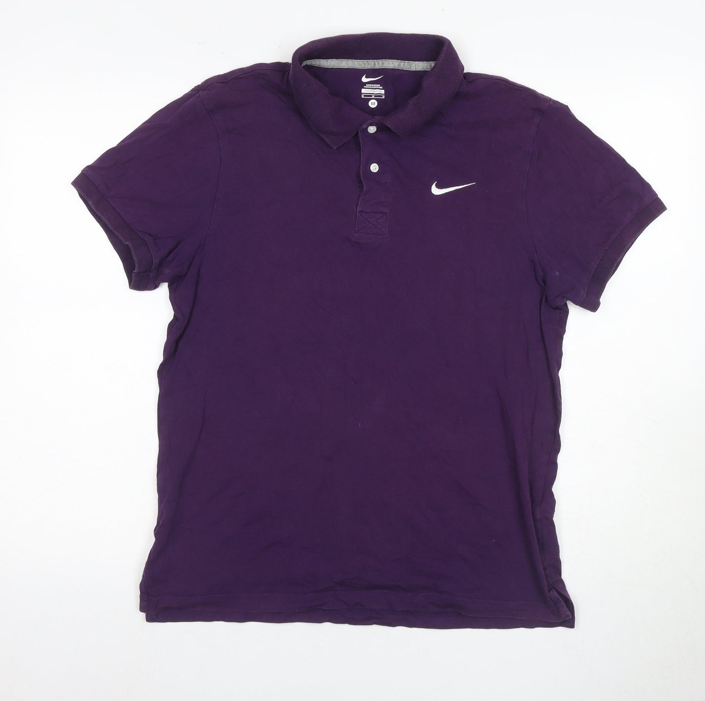 Nike Men's Purple Short Sleeve Polo Shirt - Size M