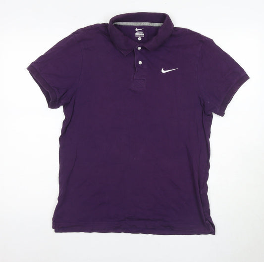 Nike Men's Purple Short Sleeve Polo Shirt - Size M