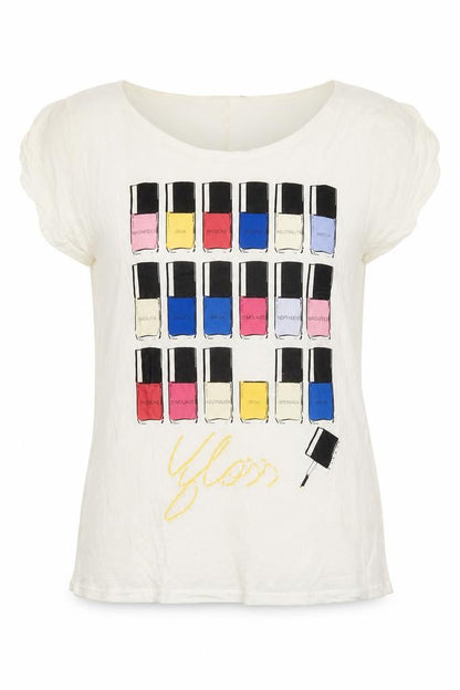 Womens UK Size M Sisley Ivory Basic T-Shirt