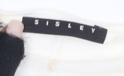 Womens UK Size M Sisley Ivory Basic T-Shirt