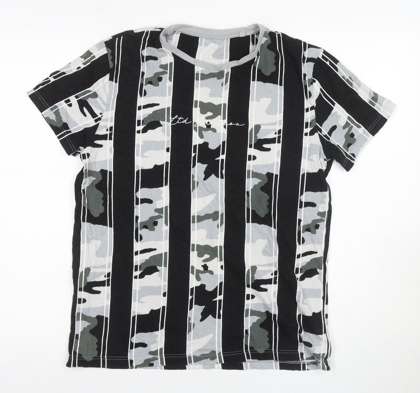 Next Teens Black Grey Camouflage Striped T-Shirt 15 yrs