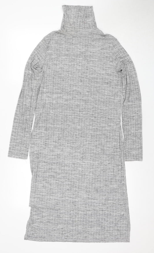 Bershka Women's Grey Sheath Midi Dress Size 12