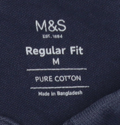 Marks and Spencer Men's Blue Polo Shirt M, Regular Fit