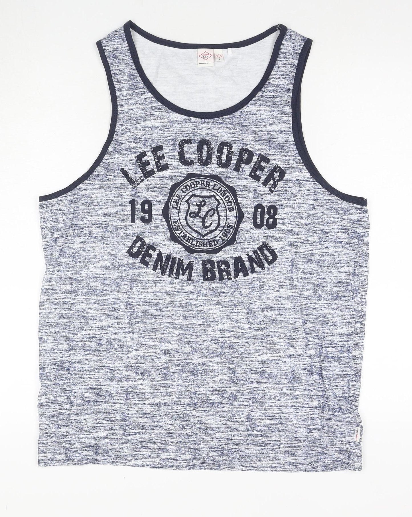 Lee Cooper Men's Blue Graphic Print Sleeveless T-Shirt L