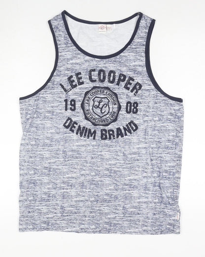Lee Cooper Men's Blue Graphic Print Sleeveless T-Shirt L
