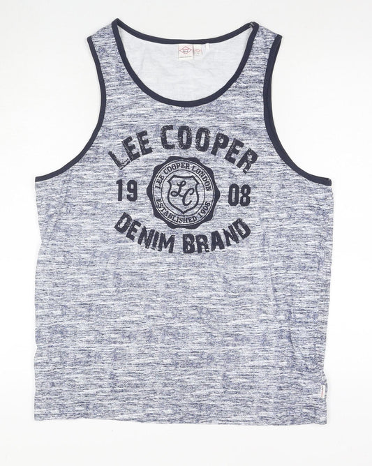 Lee Cooper Men's Blue Graphic Print Sleeveless T-Shirt L