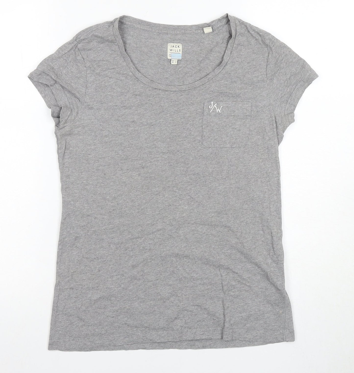 Womens UK Size 2 Jack Wills Grey Basic T-Shirt