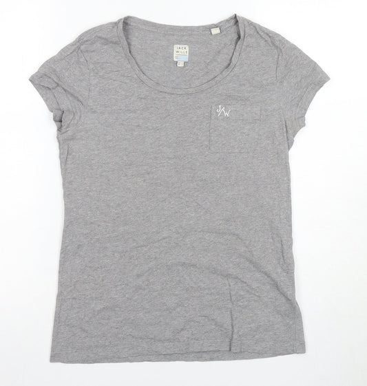 Jack Wills Grey Women's T-Shirt Size 2 Regular Fit