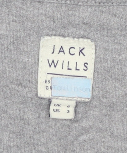 Womens UK Size 2 Jack Wills Grey Basic T-Shirt