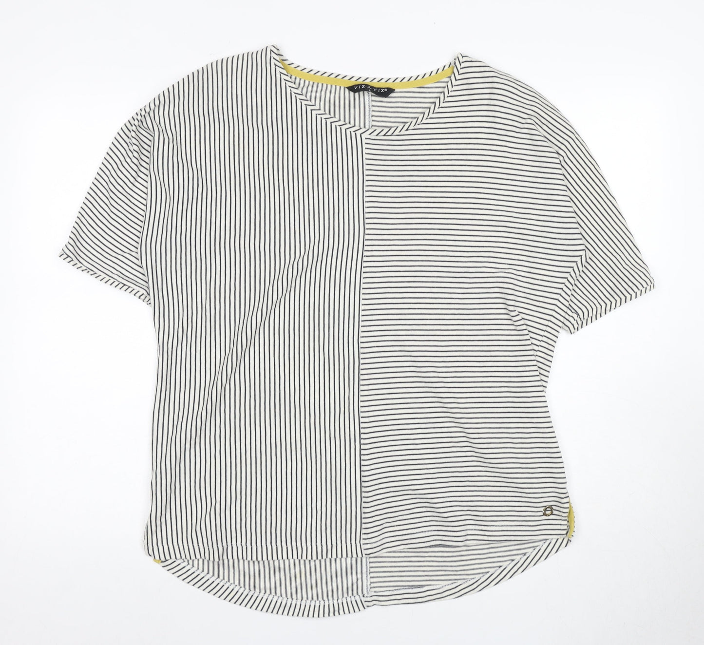 Zia Vzia Women's Black Striped T-Shirt, Size L
