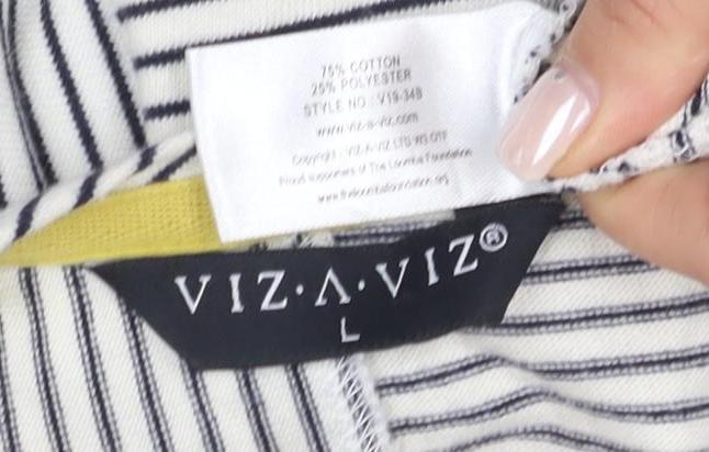 Zia Vzia Women's Black Striped T-Shirt, Size L