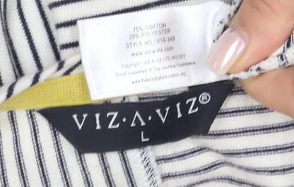 Zia Vzia Women's Black Striped T-Shirt, Size L