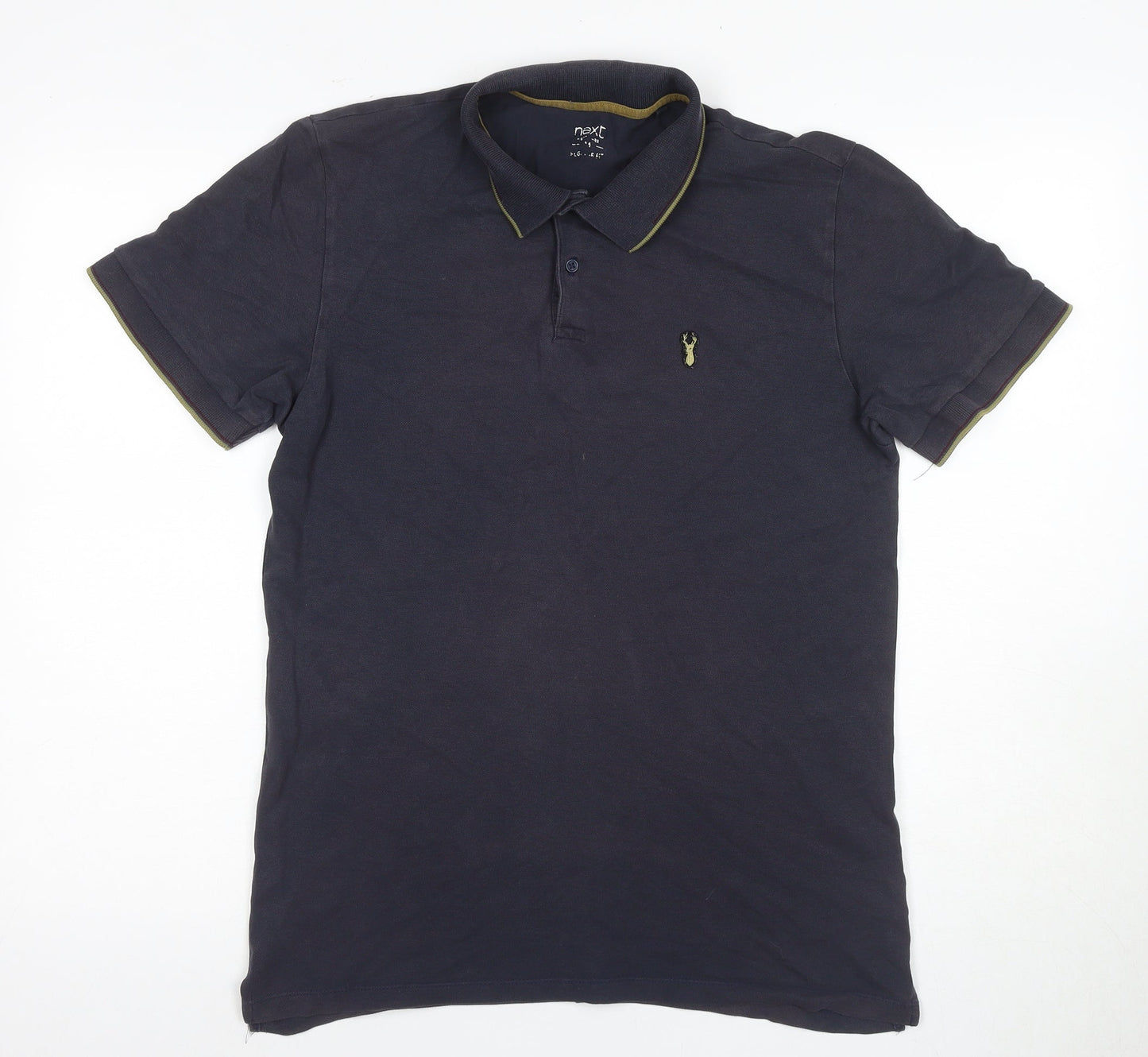 Next Men's Black Polo Shirt M Collared Short Sleeve