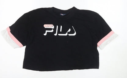 Womens UK Size S FILA Black Cropped T-Shirt