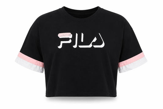 Womens UK Size S FILA Black Cropped T-Shirt
