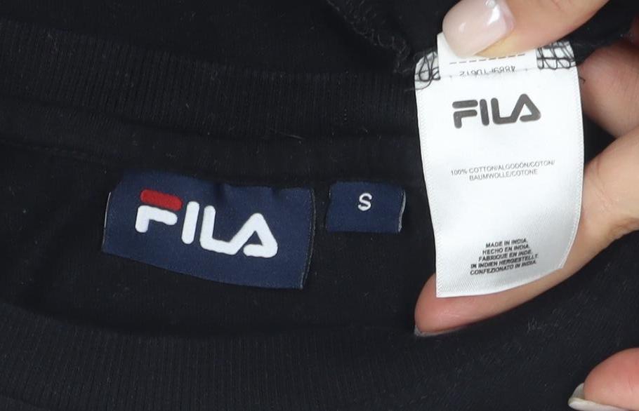Womens UK Size S FILA Black Cropped T-Shirt