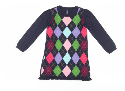 Gap Girls Multicoloured Argyle Knit Dress 4 Years