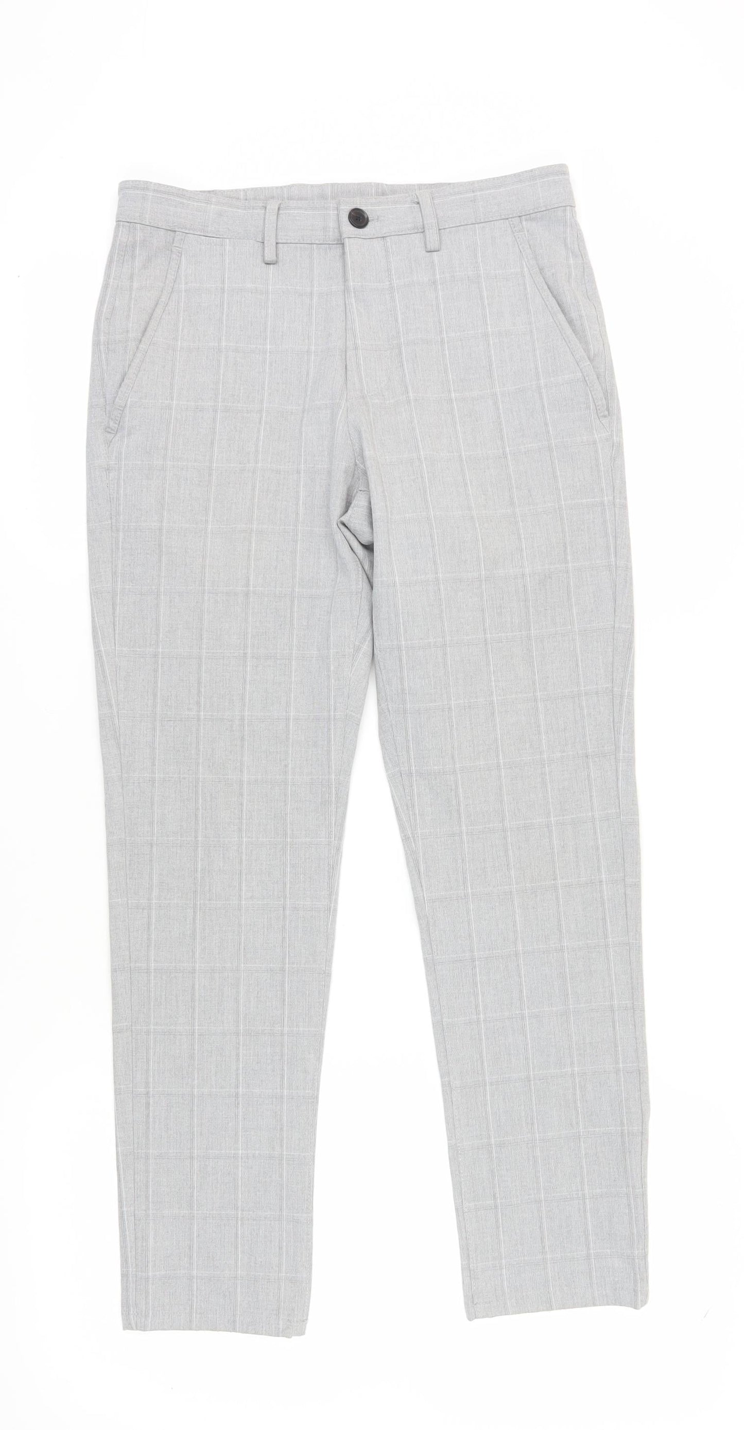 Womens UK Size 8 Zara Regular Fit Chino Grey Trousers