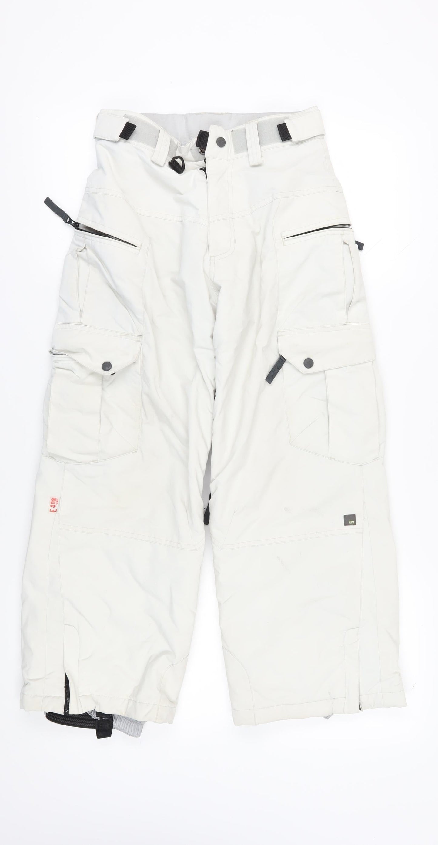 E408 Boys White Cargo Snow Trousers M Winter Ski Activewear